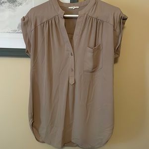 S Pleione Taupe Blouse Great Condition!